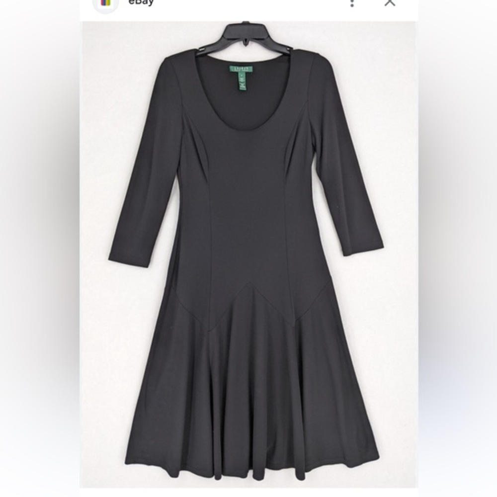 Lauren Ralph Lauren women’s size 4 black 3/4 long sleeve fit & flare tulip dress
